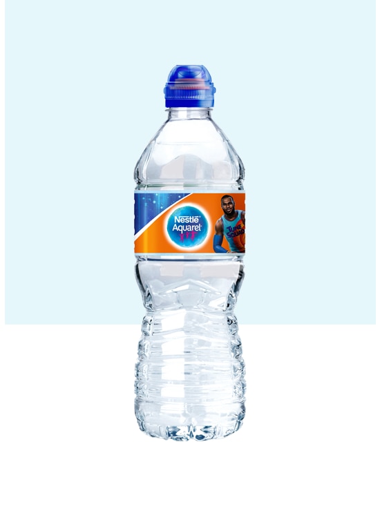 Botella de agua pequeña Nestlé Aquarel Personajes 50cl con tapón sport