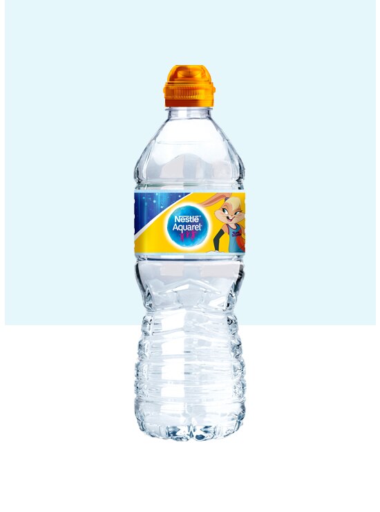 Botella de agua pequeña Nestlé Aquarel Personajes 50cl con tapón sport