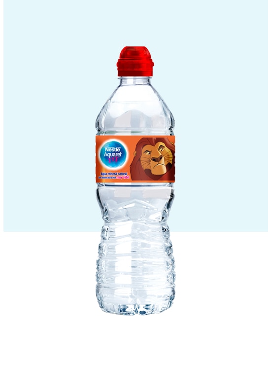 Botella de agua pequeña Nestlé Aquarel Personajes 50cl con tapón sport