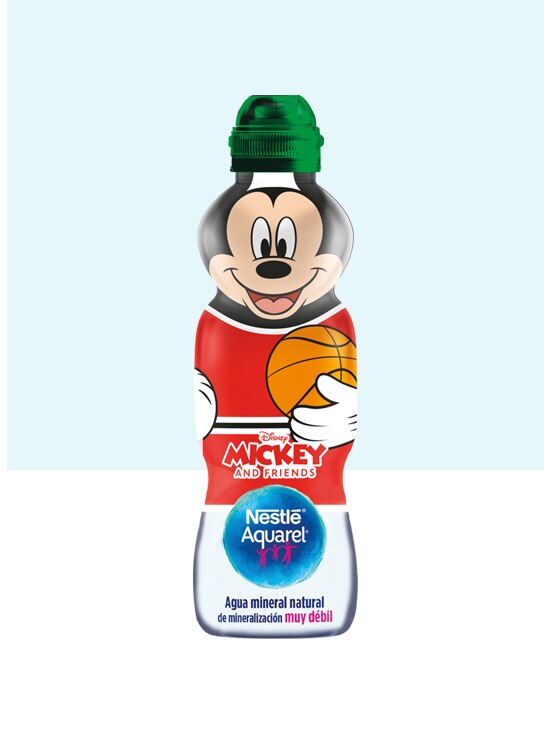 Botella de agua pequeña Nestlé Aquarel Personajes 33cl con tapón sport