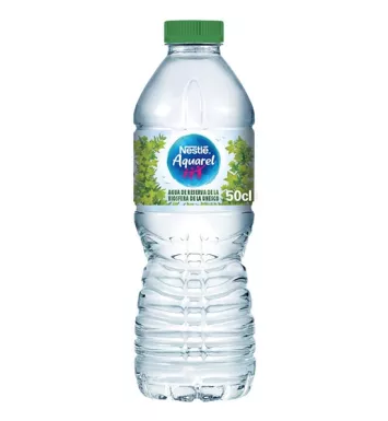 Botella de agua 50 cl y pack de 6 botellas PET de 50cl
